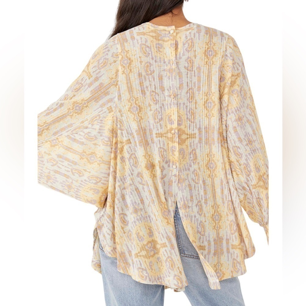 Free People This is It Long Line Oversized Sleeve Tunic Blouse Size XS